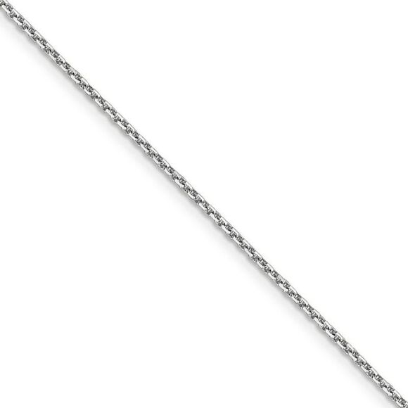1.4mm 10k White Gold Solid Diamond Cut Cable Chain Necklace, 18 Inch - Picture 1 of 8